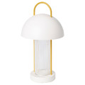 SOMMARLÅNKE LED decorative table lamp, yellow glass/battery-operated outdoor, 33 cm