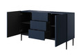 Cabinet with 2 Doors & 3 Drawers Nicole 150cm, dark blue/black legs