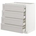 METOD/MAXIMERA Base cb 4 frnts/2 low/3 md drwrs, white/Lerhyttan light grey, 80x60 cm