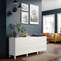 BESTÅ Storage combination with drawers, white/Selsviken/Stubbarp high-gloss/white, 180x42x74 cm