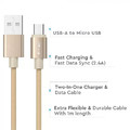 V-TAC Cable microUSB 1m 2.4A, gold