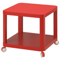 TINGBY Side table on castors, red, 50x50 cm