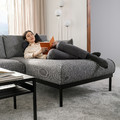 ÄPPLARYD 4-seat sofa with chaise longue, Lejde grey/black