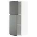 METOD Wall cabinet with shelves/2 doors, white/Voxtorp dark grey, 40x100 cm