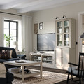 HAVSTA TV storage combination/glass doors, grey-beige, 241x47x212 cm