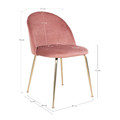 Velvet Dining Chair with Metal Legs, pink/gold