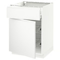 METOD / MAXIMERA Base cab w wire basket/drawer/door, white/Voxtorp matt white, 60x60 cm
