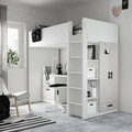 SMÅSTAD Loft bed, white grey/with desk with 2 shelves, 90x200 cm