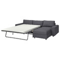 VIMLE 3-seat sofa-bed with chaise longue, with wide armrests Gunnared/medium grey