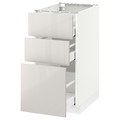 METOD / MAXIMERA Base cabinet with 3 drawers, white, Ringhult light grey, 40x60 cm