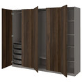 PAX / STORKLINTA Wardrobe combination, dark grey/dark brown stained oak effect, 250x60x201 cm