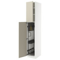 METOD High cabinet with cleaning interior, white/Havstorp beige, 40x60x220 cm