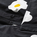 ÖGONLOCKSMAL Duvet cover and 2 pillowcases, black/white/yellow, 200x200/50x60 cm