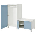 PLATSA Wardrobe with 3 doors, white/Sannidal blue, 140x57x133 cm