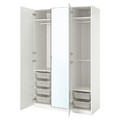 PAX / FARDAL/ÅHEIM Wardrobe combination, high-gloss white/mirror glass, 150x60x236 cm