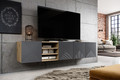 Wall-Mounted TV Cabinet with Shelves Asha 200 cm, artisan/rivier stone mat