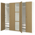 PAX / TONSTAD Wardrobe combination, white/oak veneer glass, 250x60x236 cm