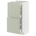 METOD / MAXIMERA Base cab with 2 fronts/3 drawers, white/Stensund light green, 40x37 cm