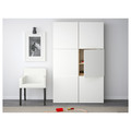 BESTÅ Storage combination with doors, white stained oak effect, Lappviken white, 120x40x192 cm