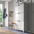 STÄLL Shoe cabinet with 3 compartments, white, 79x29x148 cm