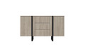 Cabinet with 2 Doors & 3 Drawers Verica 150 cm, biscuit oak/black legs