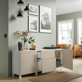 BESTÅ Storage combination with drawers, white Lappviken/Stubbarp, light grey/beige, 180x42x74 cm