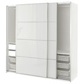 PAX / HOKKSUND Wardrobe combination, white/high-gloss light grey, 200x66x201 cm