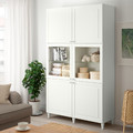 BESTÅ Storage combination w glass doors, white Smeviken, Ostvik white clear glass, 120x42x202 cm