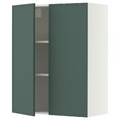 METOD Wall cabinet with shelves/2 doors, white/Aspudden dark grey-green, 80x100 cm