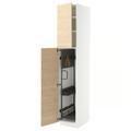 METOD High cabinet with cleaning interior, white/Askersund light ash effect, 40x60x220 cm