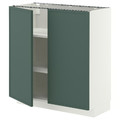METOD Base cabinet with shelves/2 doors, white/Aspudden dark grey-green, 80x37 cm