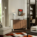BESTÅ Storage combination w doors/drawers, white/Lappviken/Stubbarp walnut effect, 120x42x75 cm