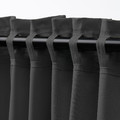 KORGMOTT Block-out curtains, 1 pair, dark grey/with heading tape, 145x300 cm