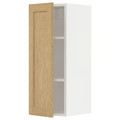 METOD Wall cabinet with shelves, white/Forsbacka oak, 30x80 cm