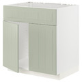 METOD Base cabinet f sink w 2 doors/front, white/Stensund light green, 80x60 cm