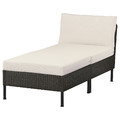 VITTSKÄR Modular chaise longue, outdoor plastic rattan dark grey/Frösön/Duvholmen beige