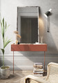 Console/Dressing Table Dresser with 2 Drawers Desin, ceramic red/nagano oak