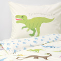 JÄTTELIK Duvet cover and pillowcase, Dinosaurs/white, 150x200/50x60 cm