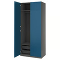PAX / FYRUDDEN Wardrobe combination, dark grey/blue, 100x60x236 cm