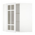 METOD Corner wall cab w shelves/glass dr, white/Stensund white, 68x80 cm