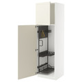 METOD High cabinet with cleaning interior, white/Bodbyn off-white, 60x60x200 cm