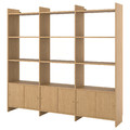 LÅDMAKARE Storage combination w sliding doors, with 9 shelves/oak effect, 238x35x212 cm