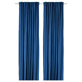 GINSTMOTT Curtains, 1 pair, dark blue/with heading tape, 145x300 cm