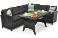 Garden Corner Sofa Set with Table, black