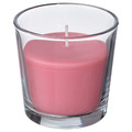 BLODBOK Scented candle in glass, Strawberry/bright pink, 25 hr