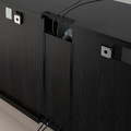 BESTÅ TV storage combination/glass doors, black-brown/Selsviken high-gloss/black smoked glass, 300x42x231 cm