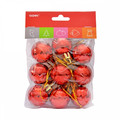 Disco Christmas Tree Bauble Ornaments, Red, Pack of 9
