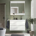 ÄNGSJÖN / BACKSJÖN Wash-stnd w drawers/wash-basin/taps, high-gloss white, 100x48x69 cm