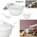 Soup Vase, Spoon & 6 Bowls