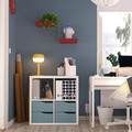 KALLAX Shelving unit, with 4 drawers white/light grey-blue wave shaped, 77x77 cm